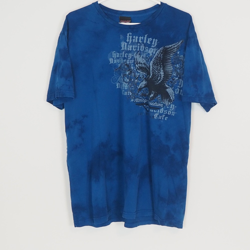 Harley Davidson Graphic TShirt Men's XXL Eagle‎ Y2K Style USA Las Vegas Tie Dye